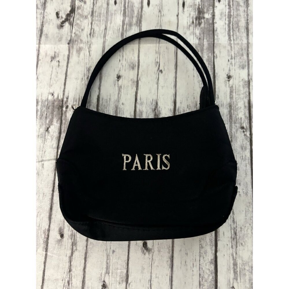 Vintage Y2k Mini Paris Black Nylon Purse‎ Souvenir Small